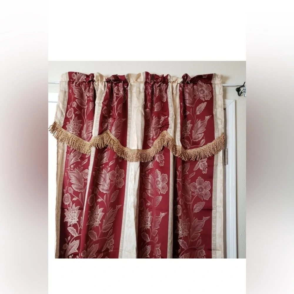 Luxury Jacquard Curtain Panel with Attached Waterf